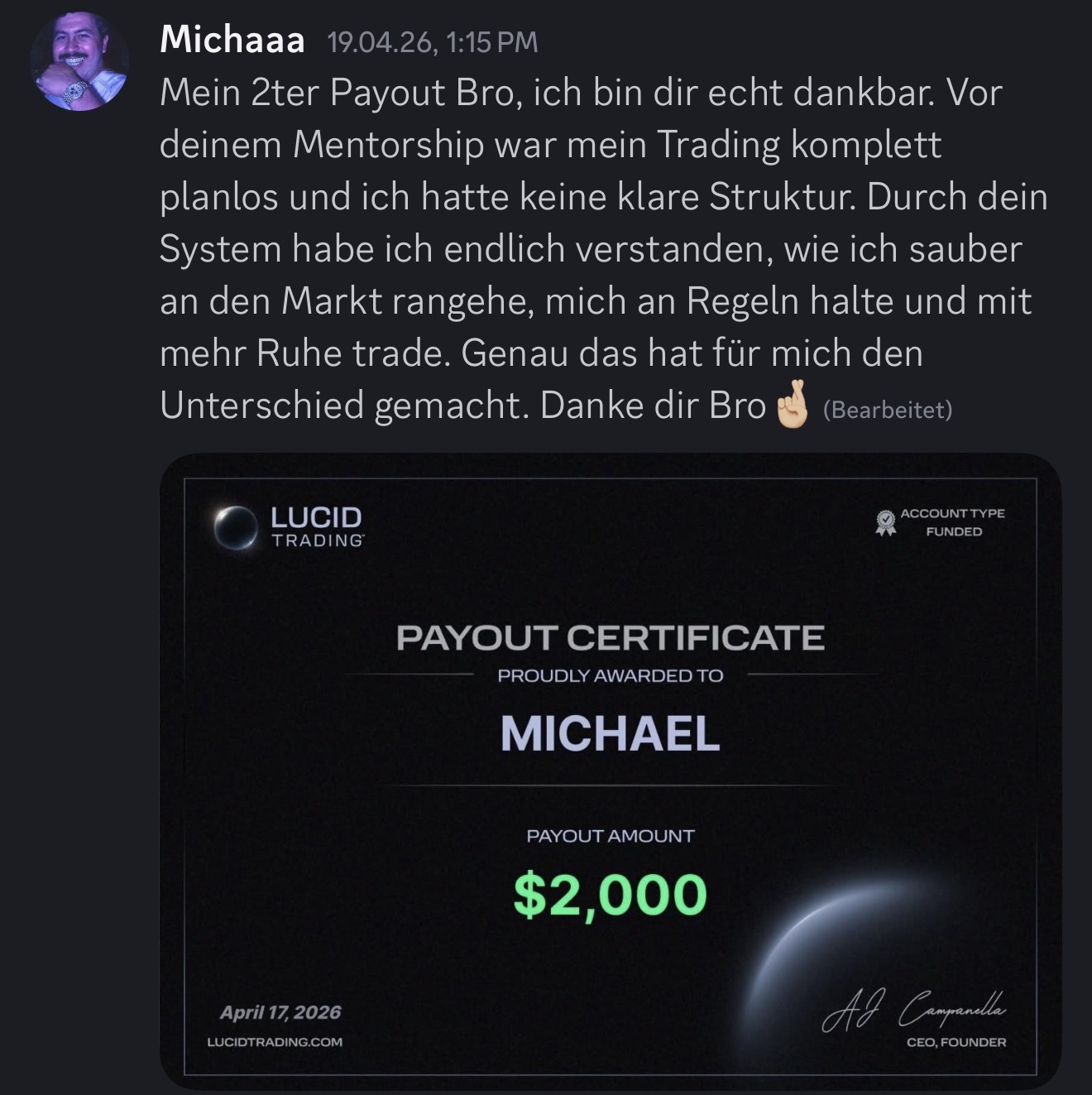 Mit Struktur den zweiten Payout erreicht